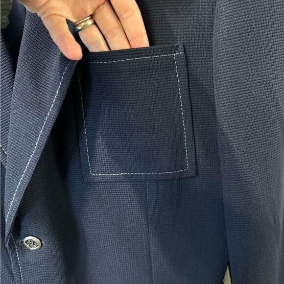 Vintage 1950s Marx-Haas Navy Vintage Men's Blazer Sport Coat Jacket - Size 40 - Picture 7 of 13